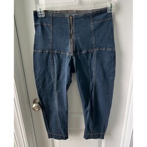 Prairie Underground Blue Denim High Rise Zip Stretch Jeans Cropped Size L